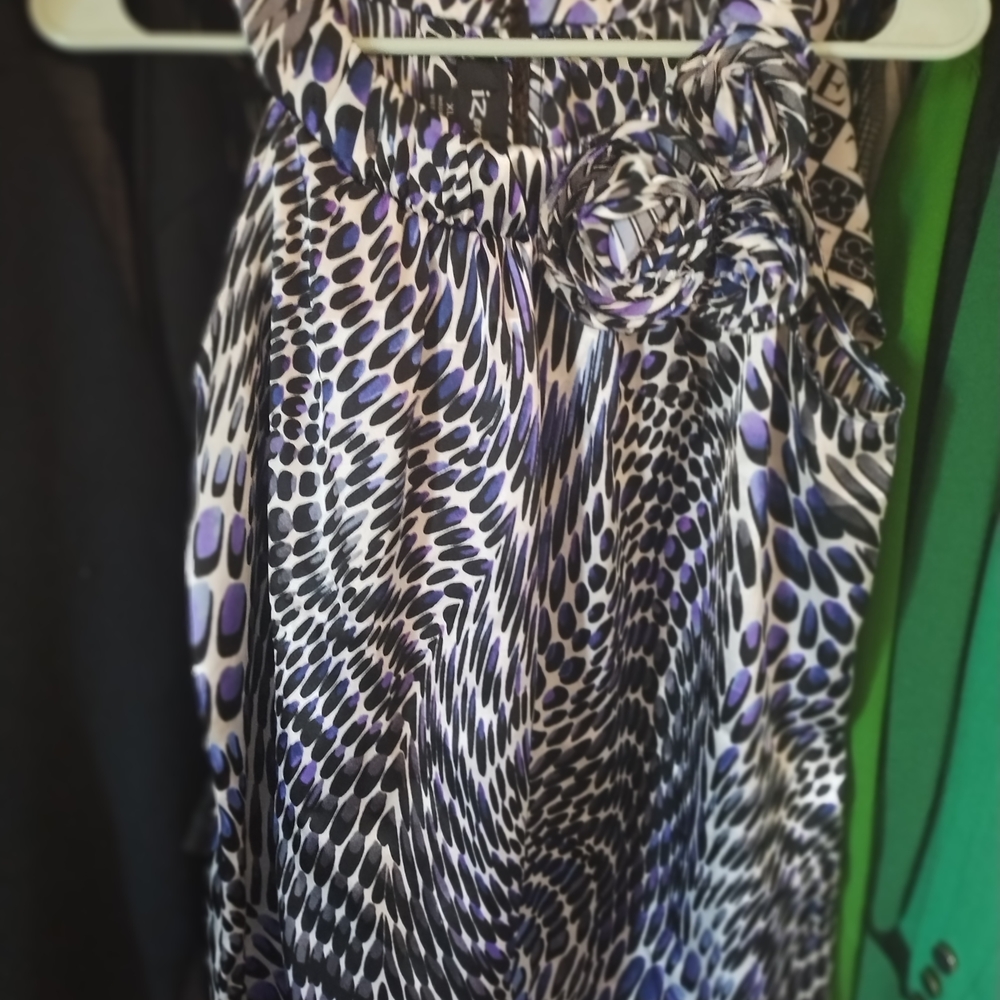 Iz Byer Embellished Halter Blouse in Purple and Black